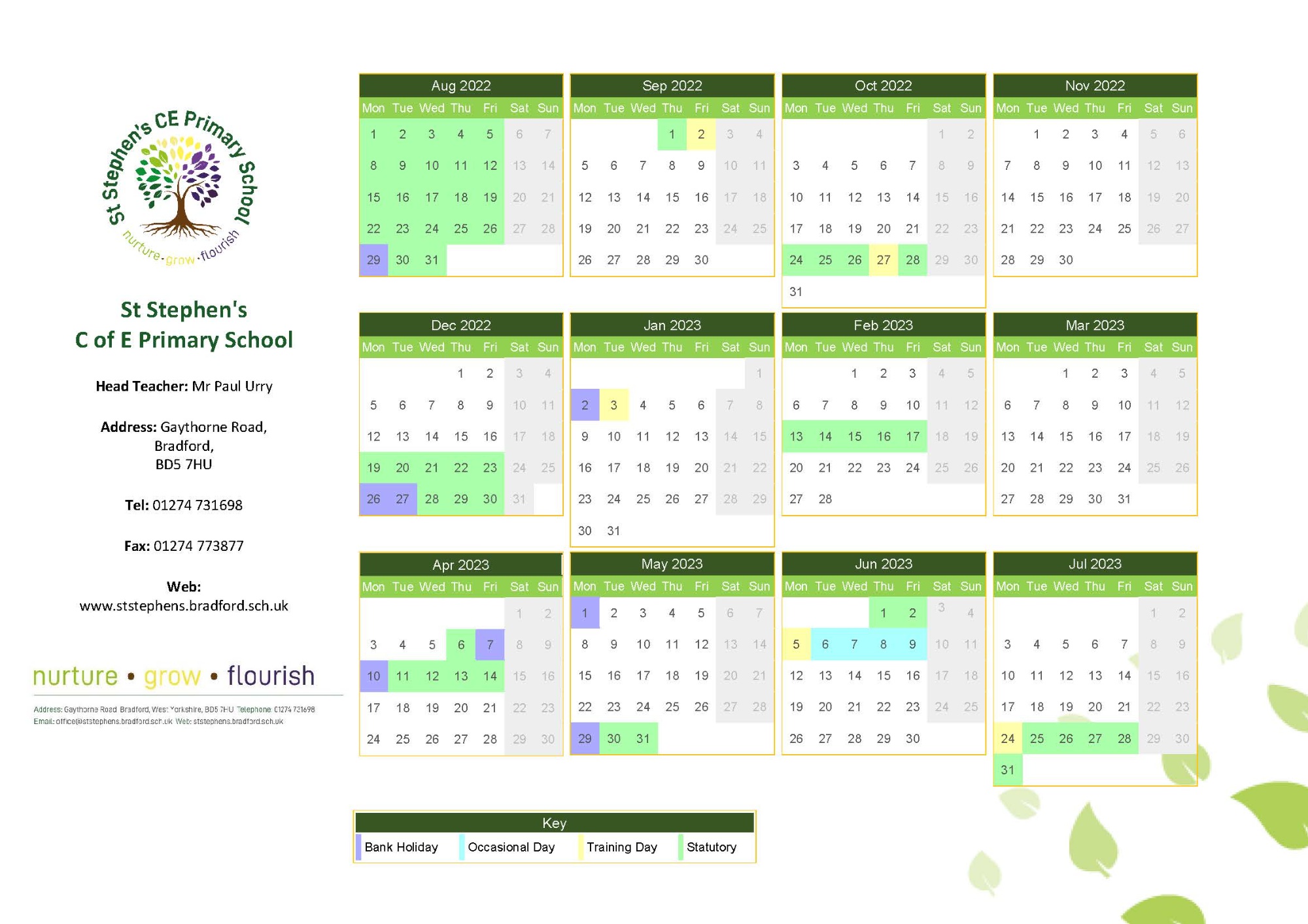 St Stephen s CE (VA) Primary School School Calendar